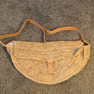 Street Level Tan Woven Crossbody Bag